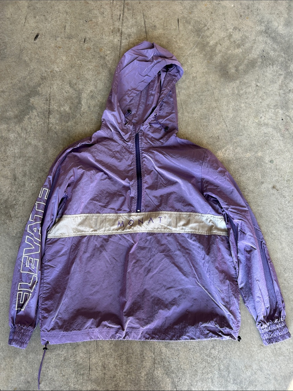 MONAT Elevate Lavender Purple Half Zip Windbreaker Hooded Jacket